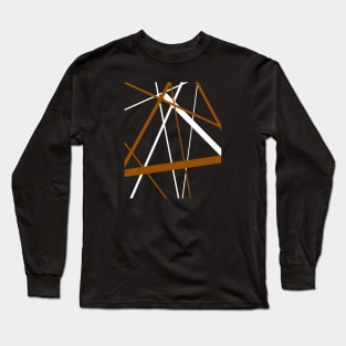 Criss Cross Sienna Brown and White Lines Long Sleeve T-Shirt